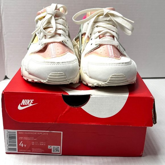 Nike Huarache Run (GS) Big Kids' Shoes Summit White-Citron Tint DR0163-100 - Picture 5 of 11